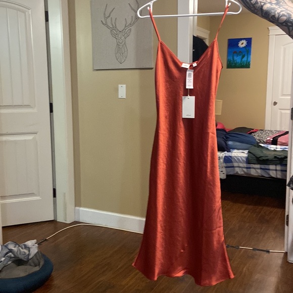 Wilfred only slip midi dress 2XS  rosy red (rust Color) - Picture 3 of 3